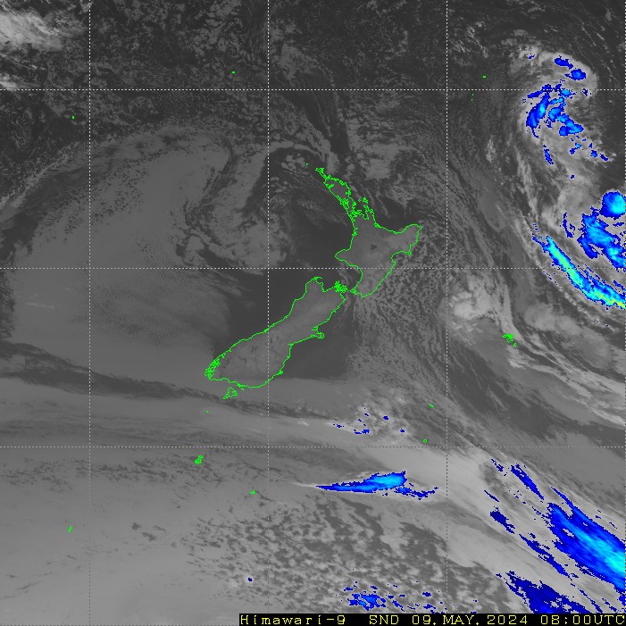 Infrared satellite imagery for 8:00pm on 28 April 2024