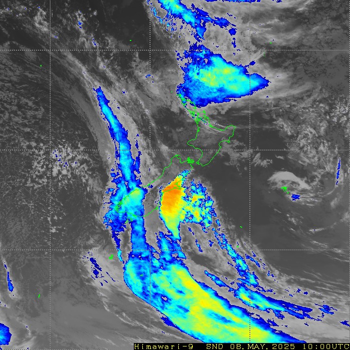 Infrared satellite imagery for 10:00pm on 20 April 2024