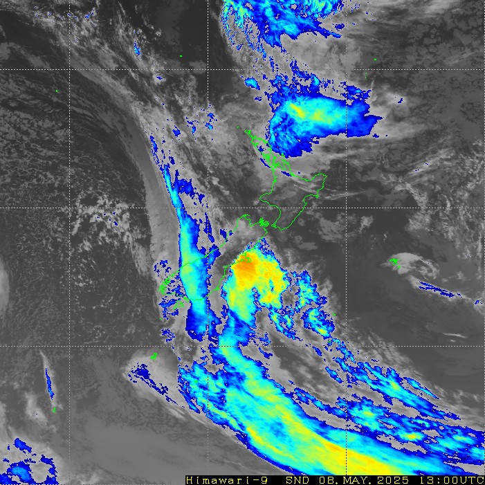 Infrared satellite imagery for 1:00am on 9 May 2024