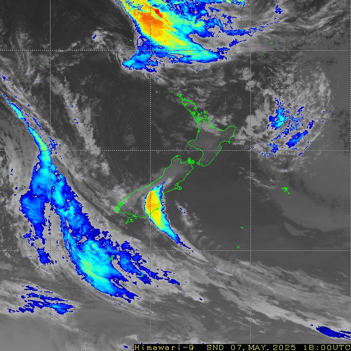 Infrared satellite imagery for 6:00am on 9 May 2024