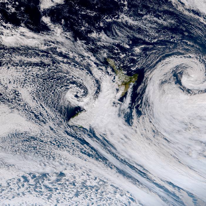 Satellietbeeld van New Zealand in zichtbaar licht