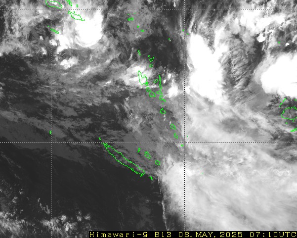 Himawari - Naujoji Kaledonija, Vanuatu - infraraudonųjų spindulių