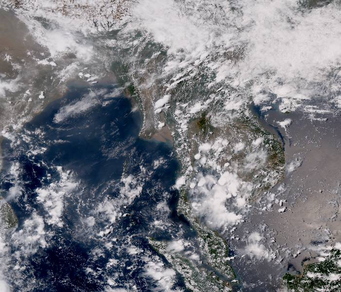 Satellietbeeld van Thailand in zichtbaar licht