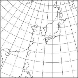 東アジア領域ポーラステレオ投影