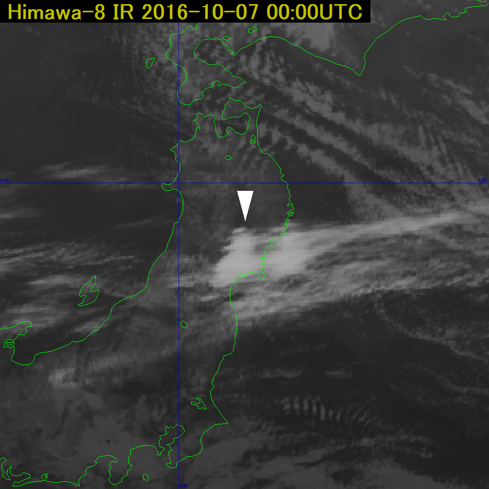 図1 赤外画像（B13）2016年10月7日00UTC