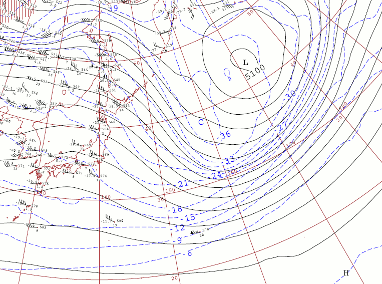 500hPa高層天気図