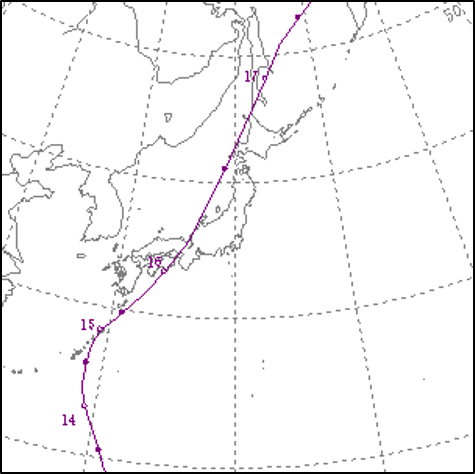 第二室戸台風の経路