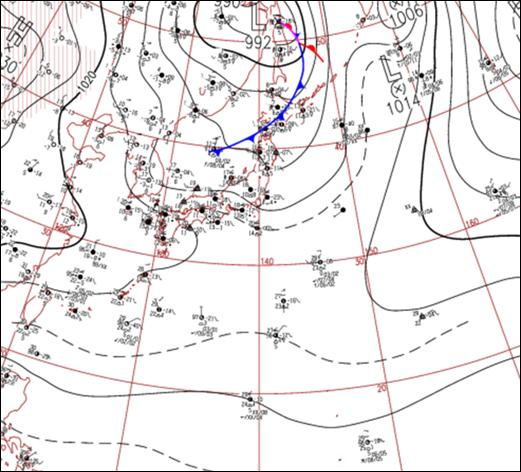 地上天気図（2008年10月26日15時）