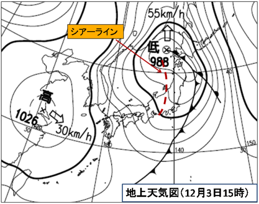 地上天気図（2010年12月3日15時）