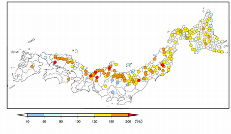 最深積雪の平年比