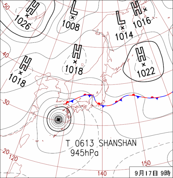 天気図(平成18年9月17日)