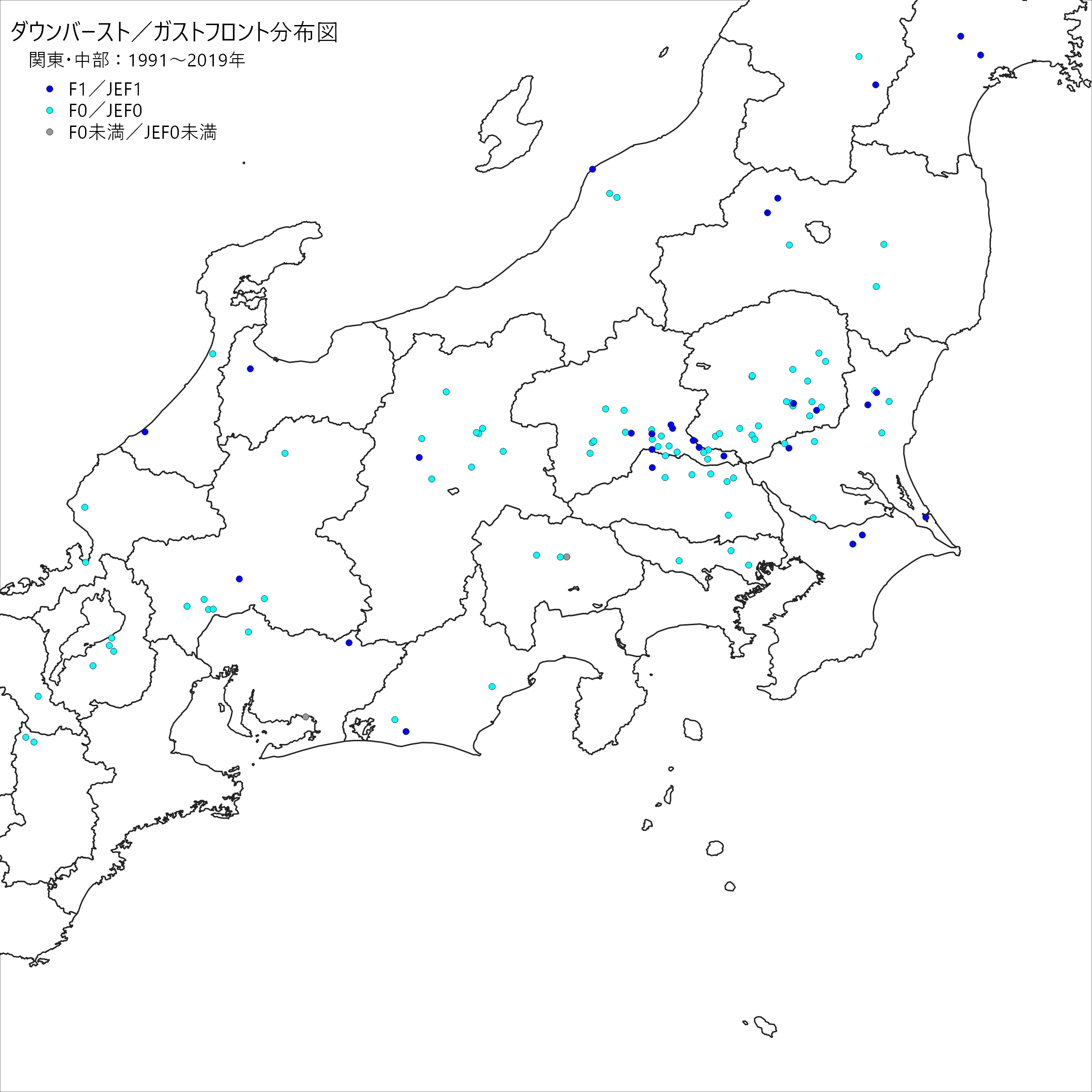 突風分布図（スケール別）