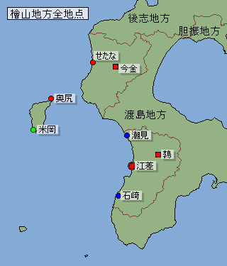 地点選択用檜山地方地図