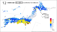 今日の12時間降水量の日最大値の分布図