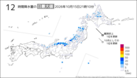 今日の12時間降水量の日最大値の分布図
