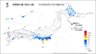 3時間降水量(現在の値)の分布図