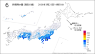 6時間降水量(現在の値)の分布図