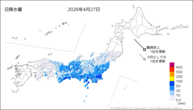 27日の日降水量の分布図