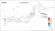 28日の日降水量の分布図
