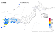 27日の日降水量の分布図