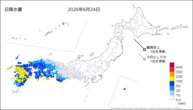 昨日の日降水量の分布図