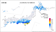 今日の日降水量の分布図