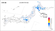 昨日の日降水量の分布図