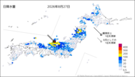 昨日の日降水量の分布図