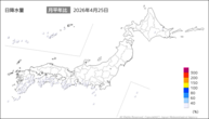 25日の日降水量の分布図