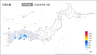 26日の日降水量の分布図