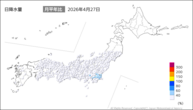 27日の日降水量の分布図