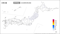 28日の日降水量の分布図