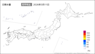 11日の日降水量の分布図