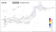 29日の日降水量の分布図