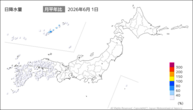昨日の日降水量の分布図