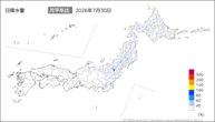 30日の日降水量の分布図