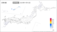 12日の日降水量の分布図