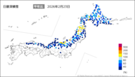 日最深積雪平年比の分布図