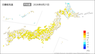 一昨日の最低気温平年差の分布図