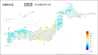一昨日の最低気温前日差の分布図