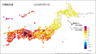 31日の最高気温の分布図
