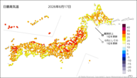 17日の最高気温の分布図