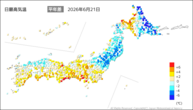 一昨日の最高気温平年差の分布図