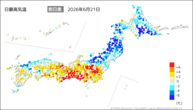 一昨日の最高気温前日差の分布図