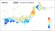 今日の最高気温前日差の分布図