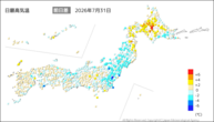 昨日の最高気温前日差の分布図