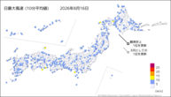 一昨日の最大風速(10分平均値)の分布図