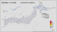 今日の最大風速(10分平均値)の分布図