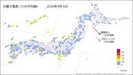 一昨日の最大風速(10分平均値)の分布図
