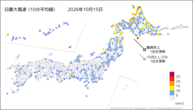 一昨日の最大風速(10分平均値)の分布図